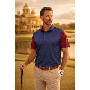 Boombah Golf Polo Shirt Mens MEDIUM Blue Orange Short Sleeve Polyester